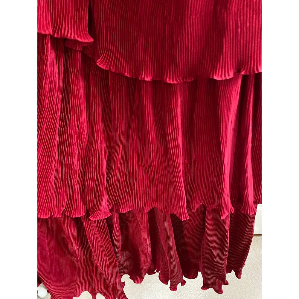 NWT Mac Duggal Red Spaghetti Strap Ruffle Layered Maxi Dress, Sz 4 - Picture 10 of 10